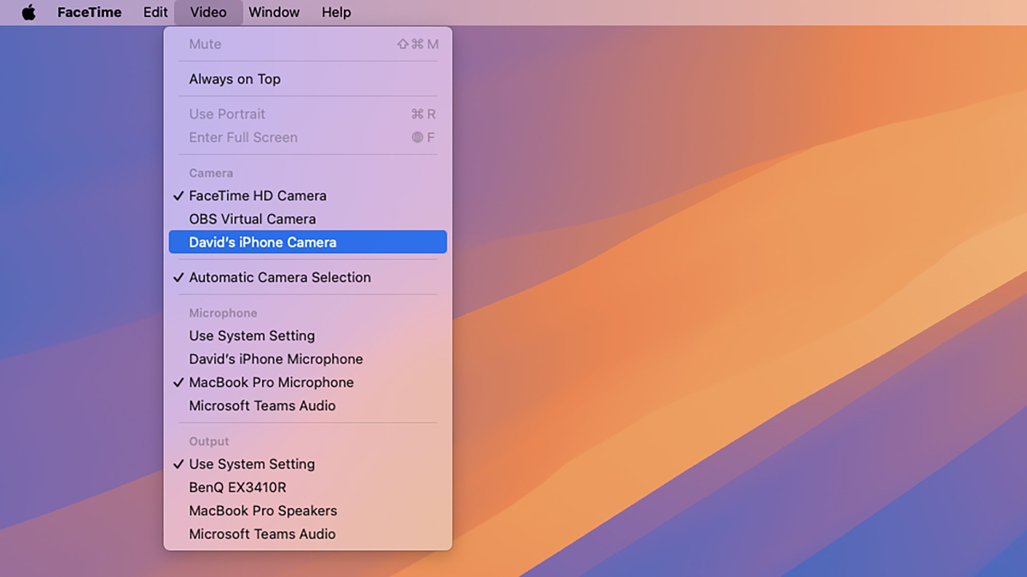 FaceTime on macOS