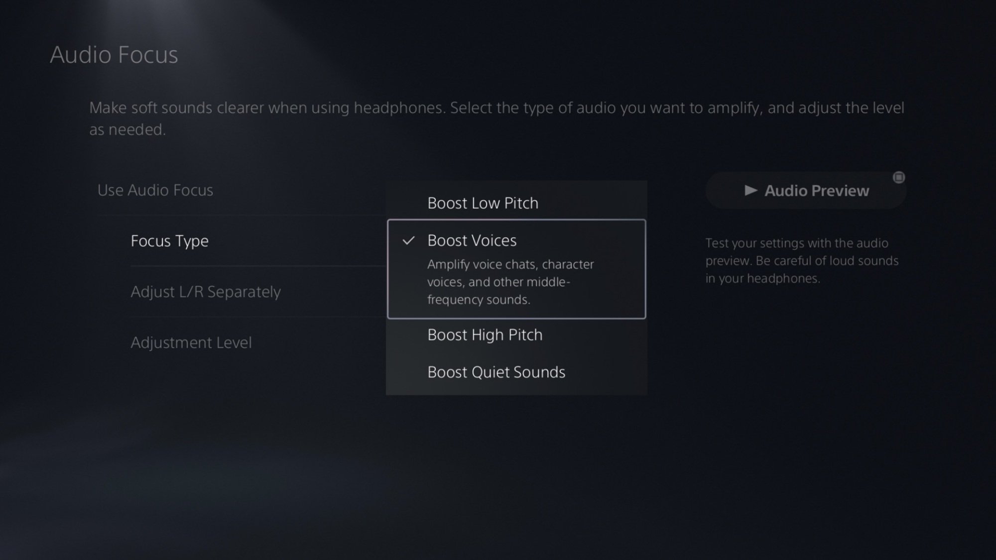 audio boost settings page