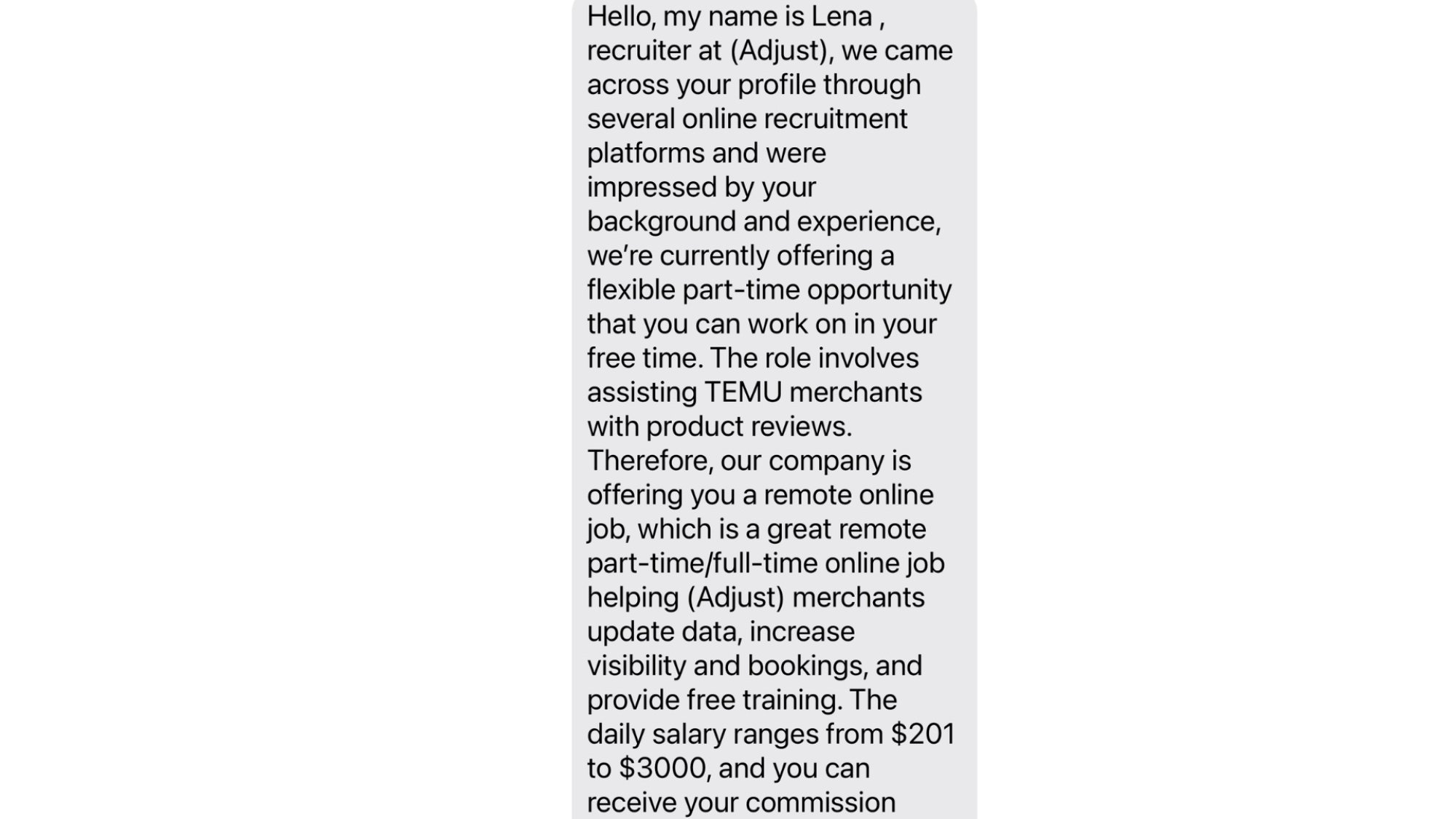 Scam job offer