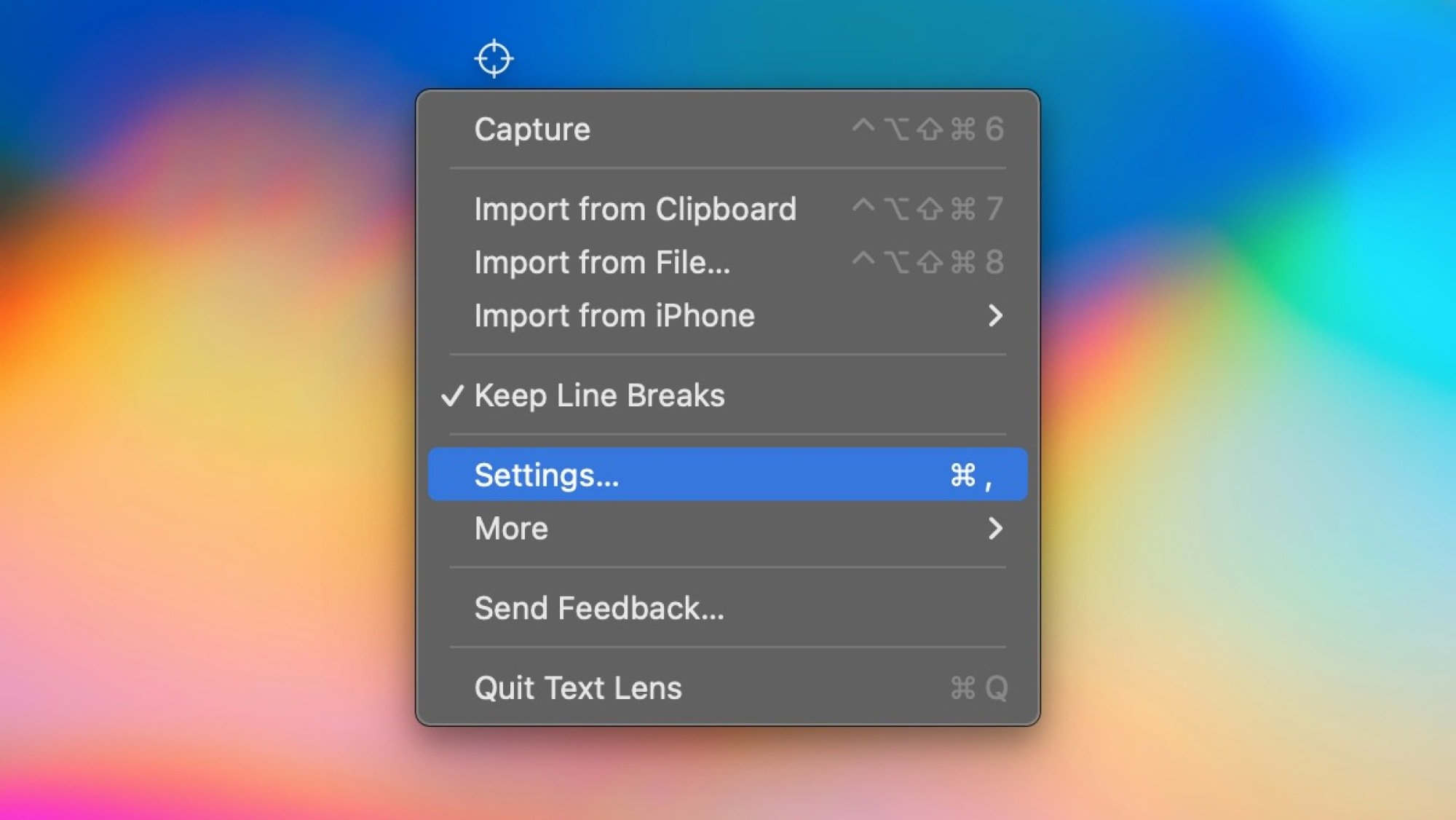 Text Lens open in the Mac's menu bar. 