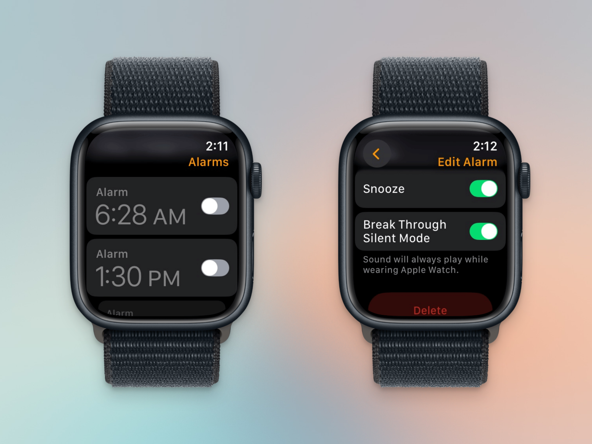 Break Through Silence in Alarm App.