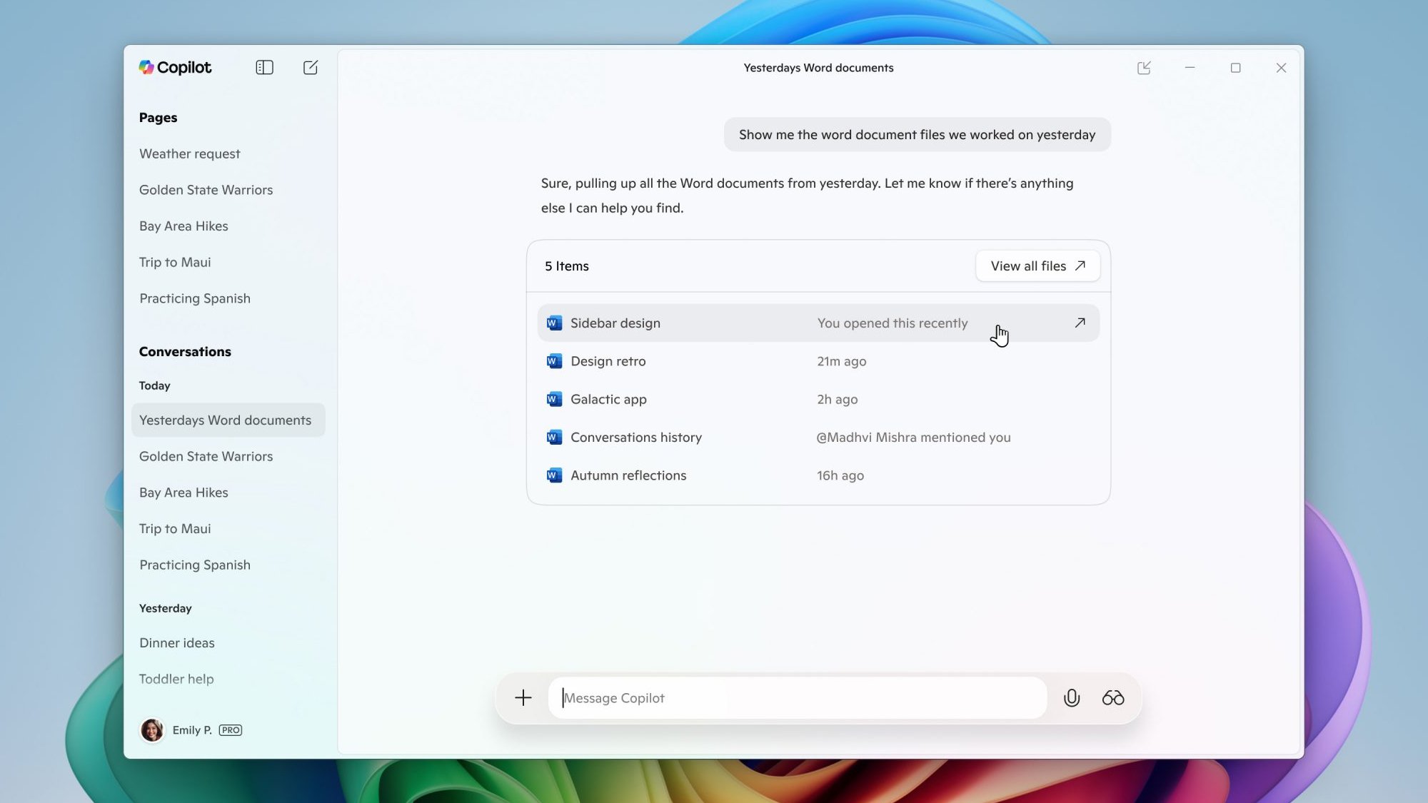 Copilot file search