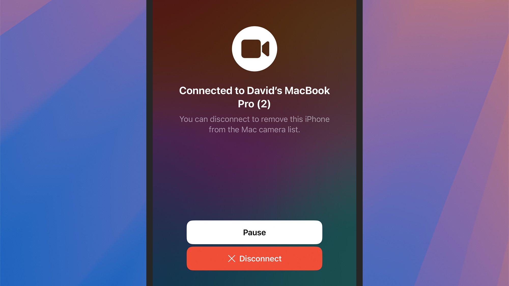 iPhone webcam connection