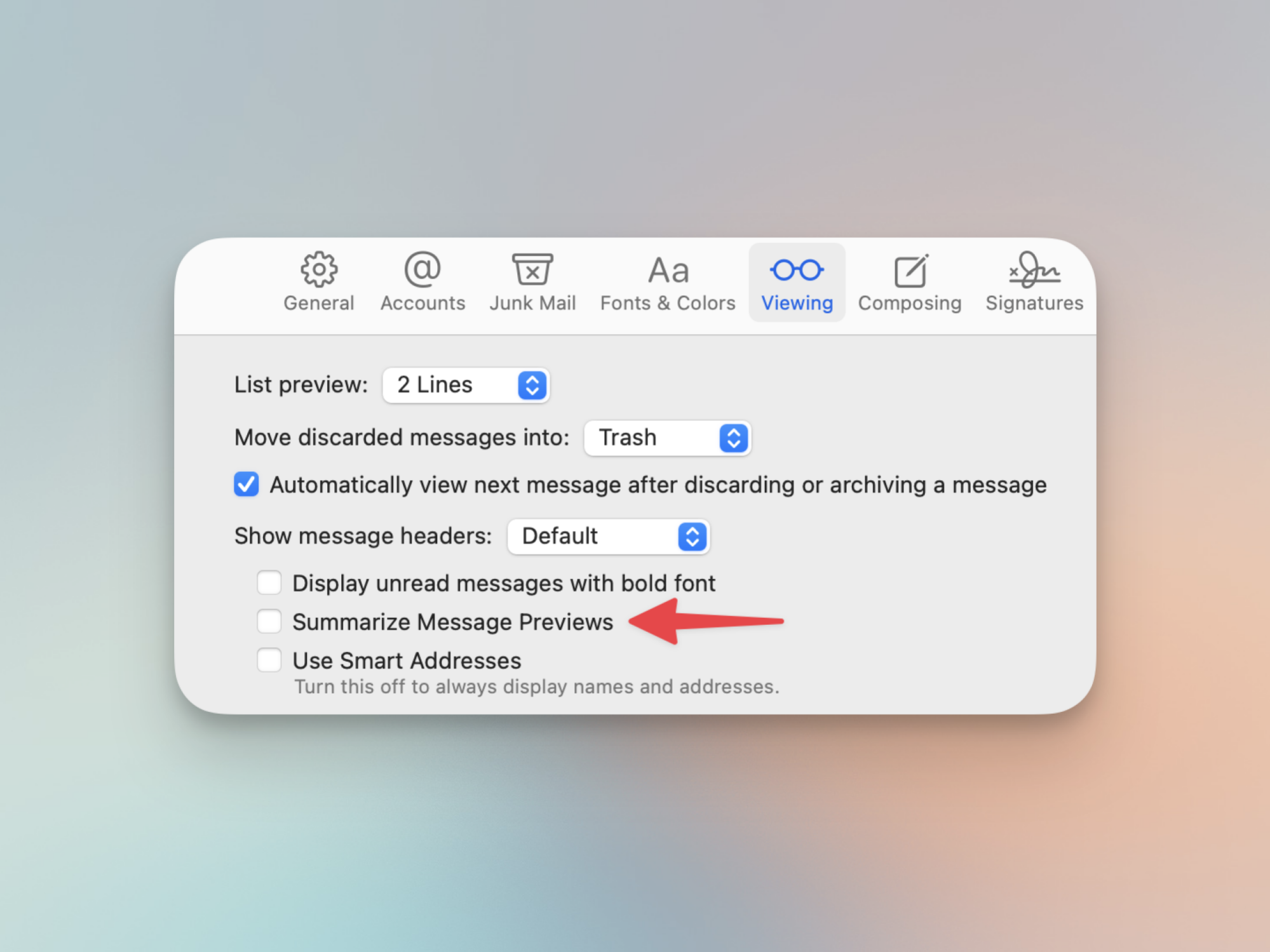 Disable AI Summary in Mail for Mac.