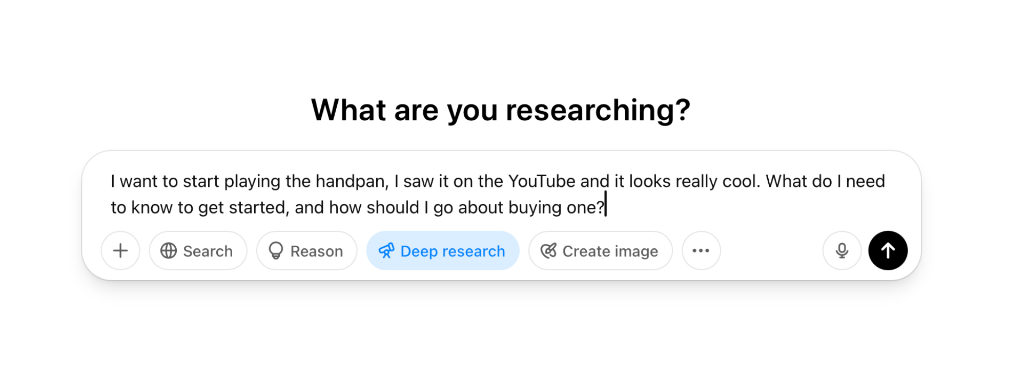 Asking a Deep Research question in ChatGPT.