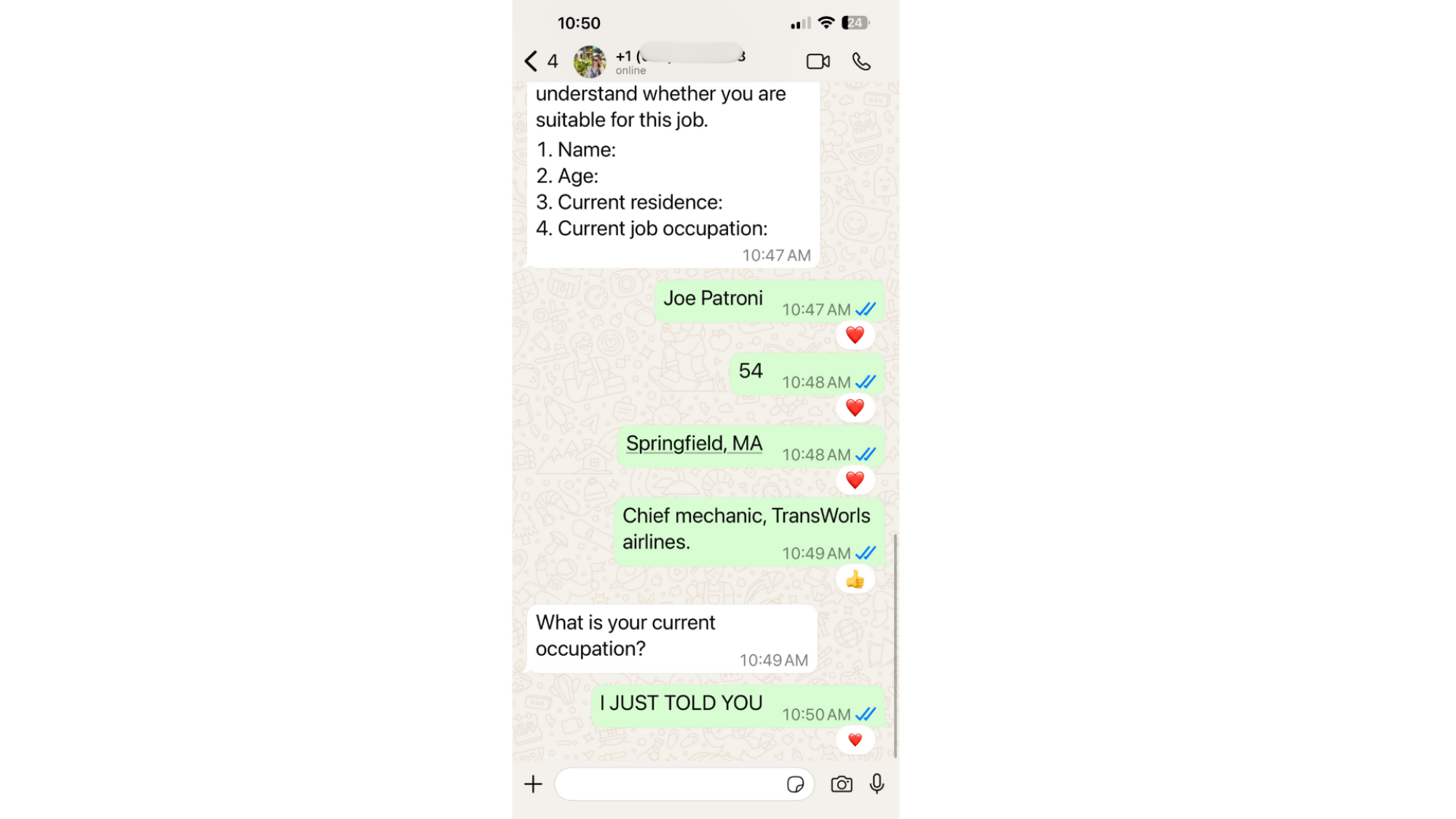 Scam Job Text