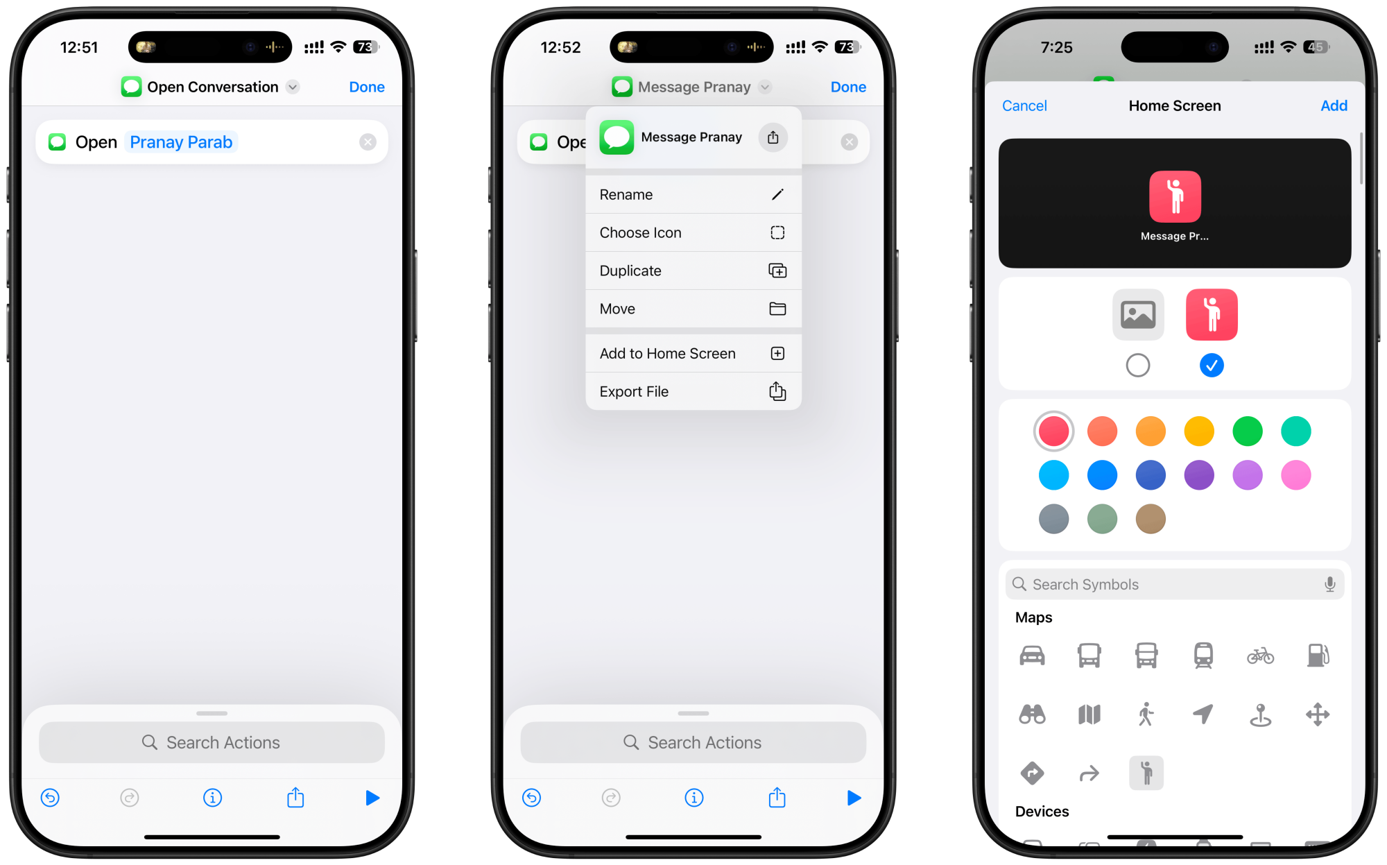 Creating and adding shortcut to the Home screen.