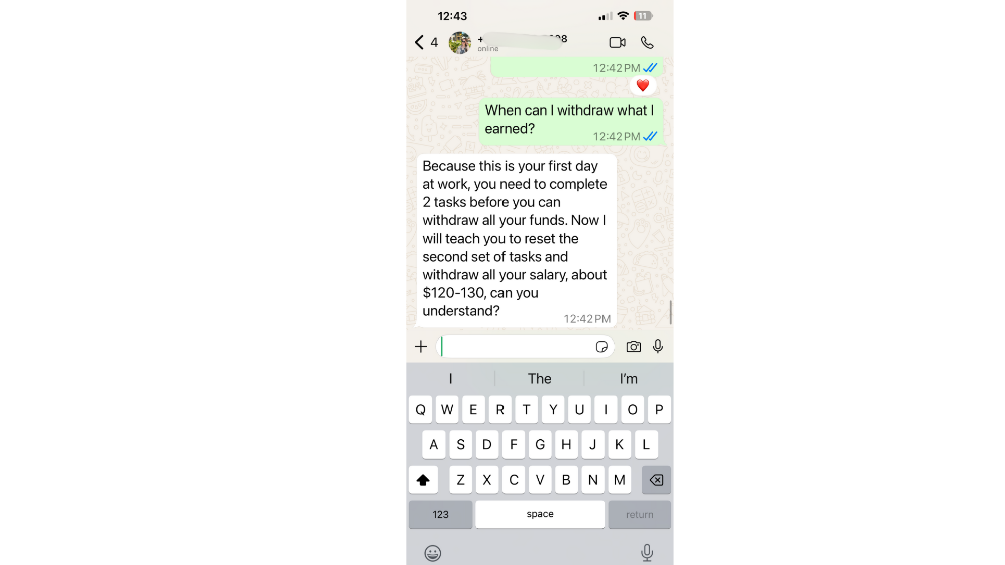 Scam Job Text