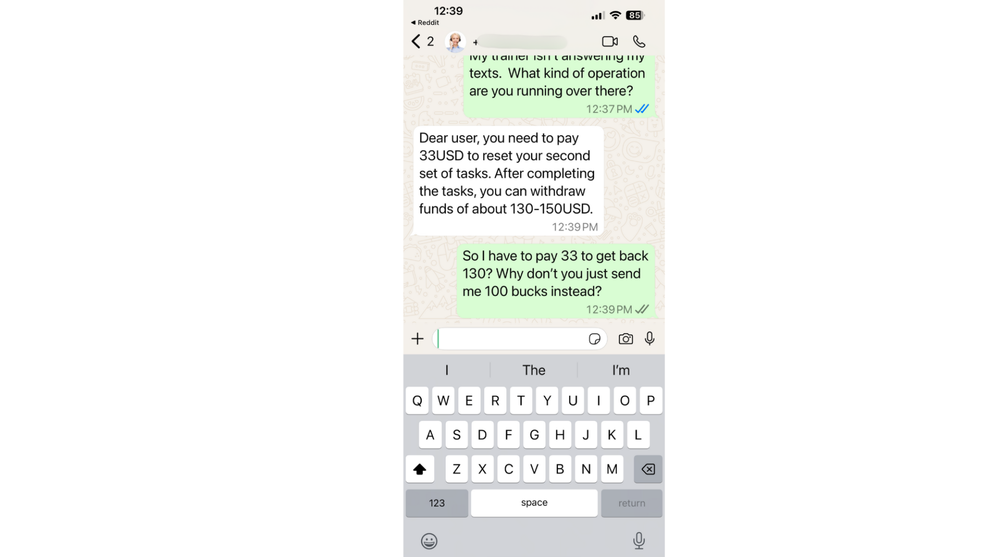 Scam Job Text