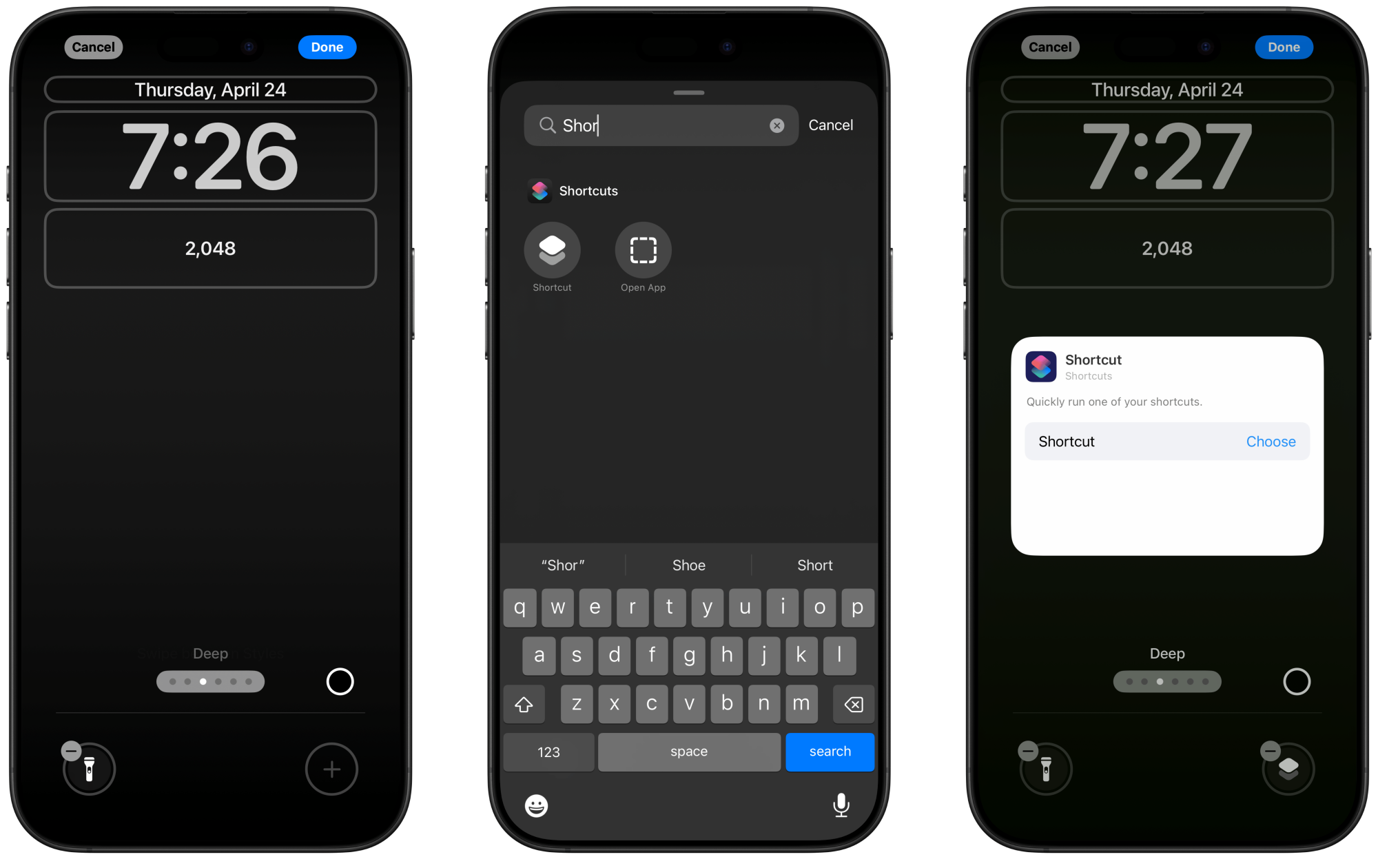 Adding shortcut to the lock screen.