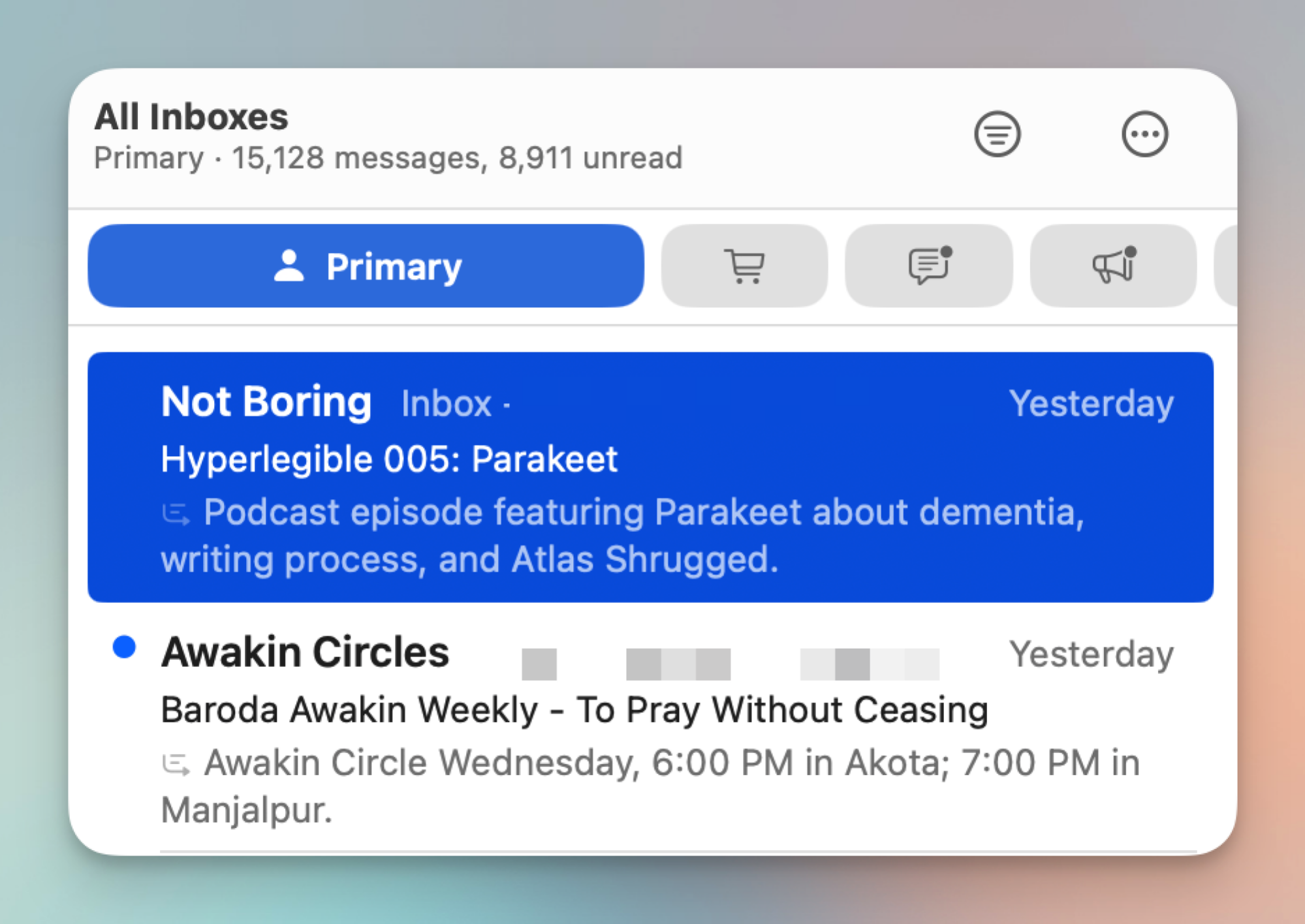 Mail Categories on Mac.