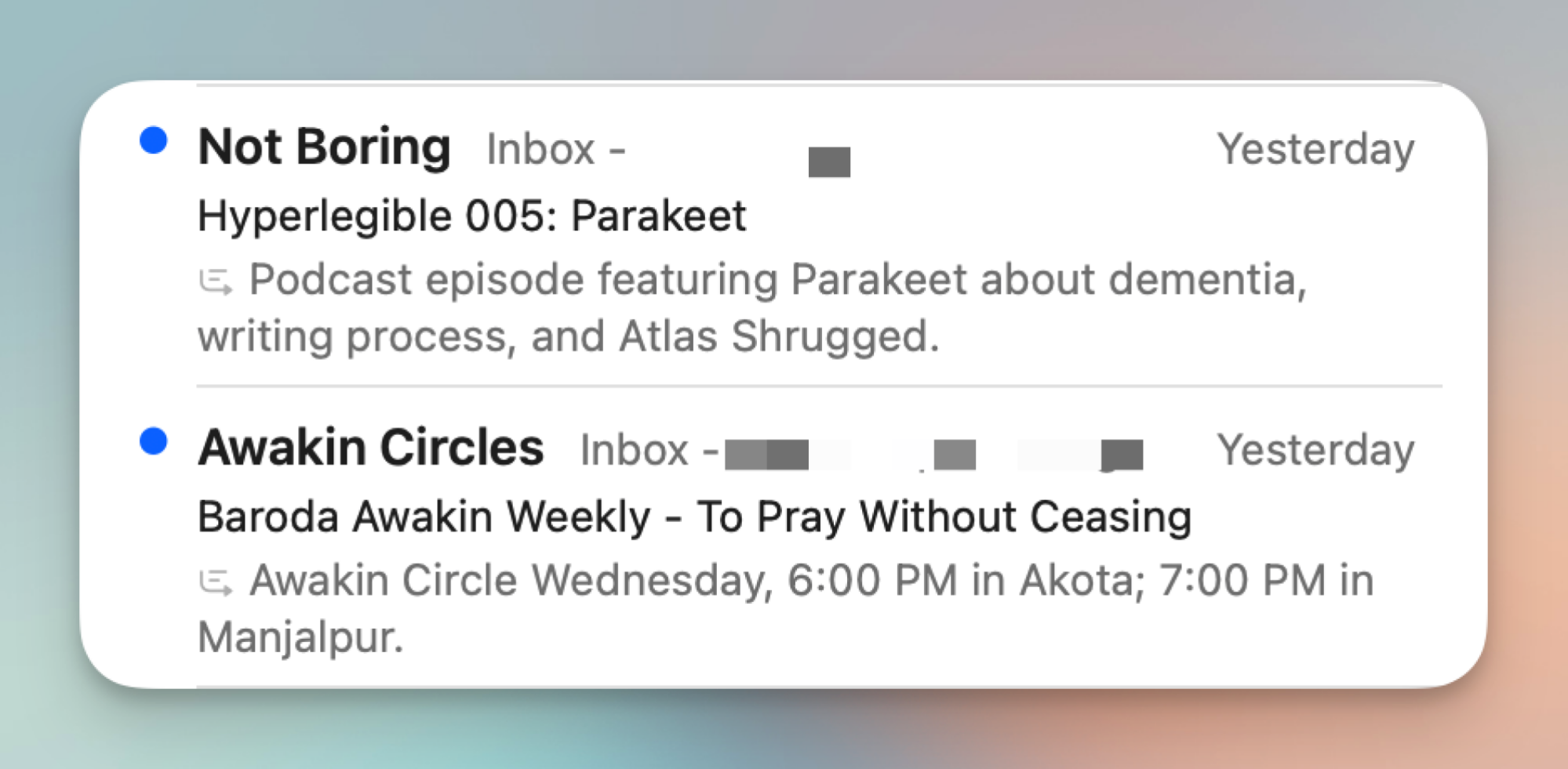 AI Summary in Mail app.
