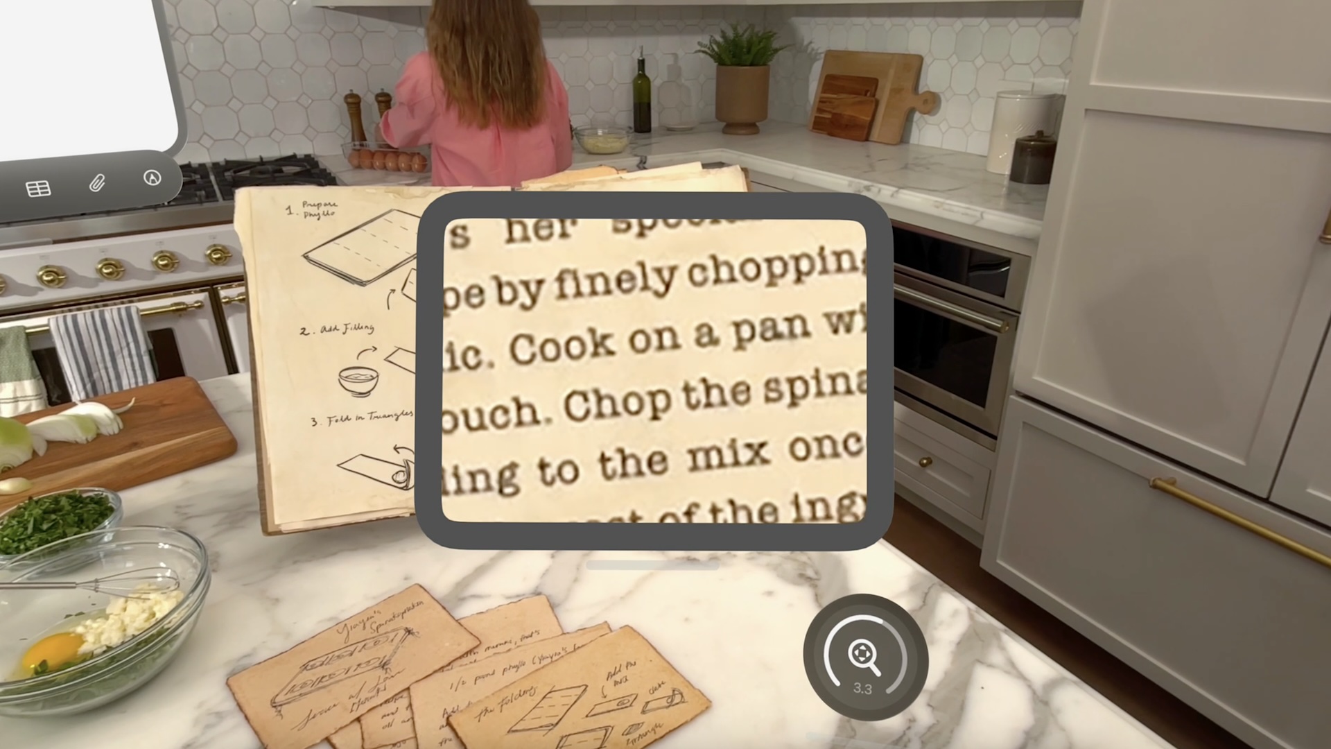 Excerpt from a cookbook enlarged with Apple Zoom.
