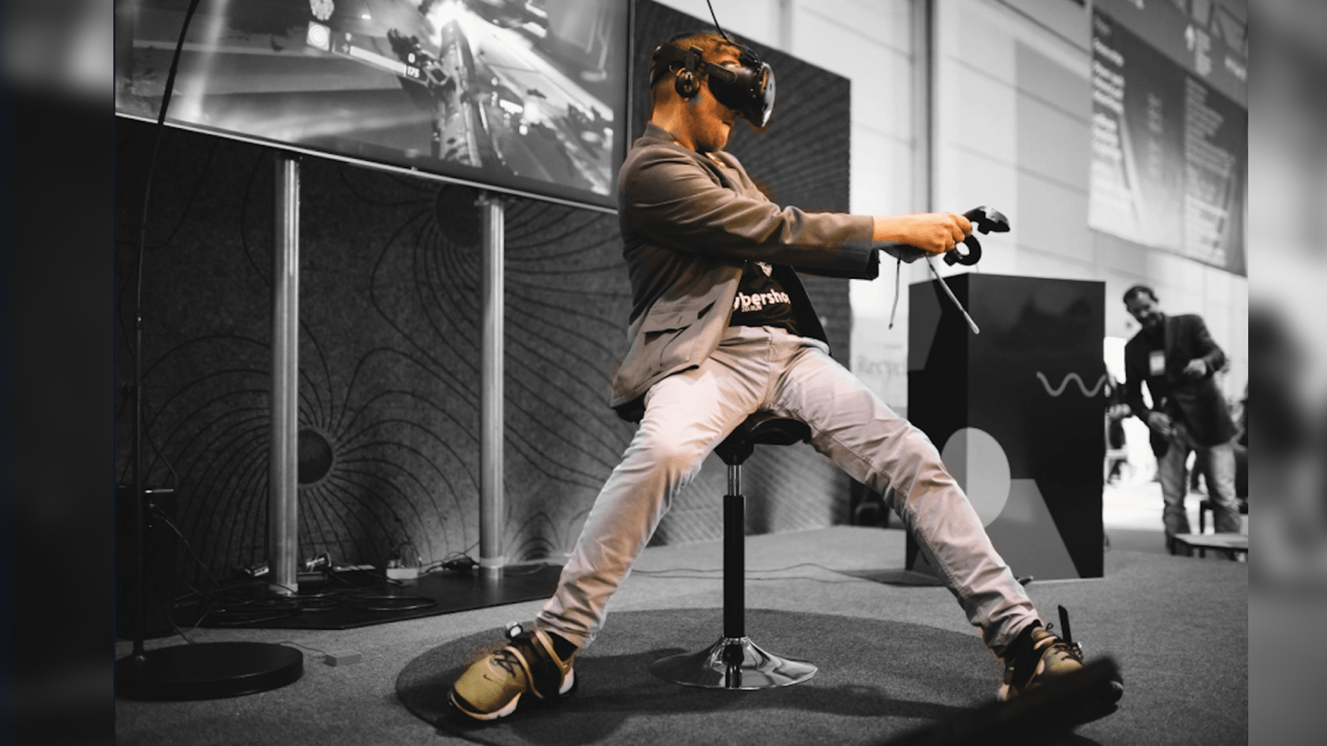 A man playing with Cybershoes.