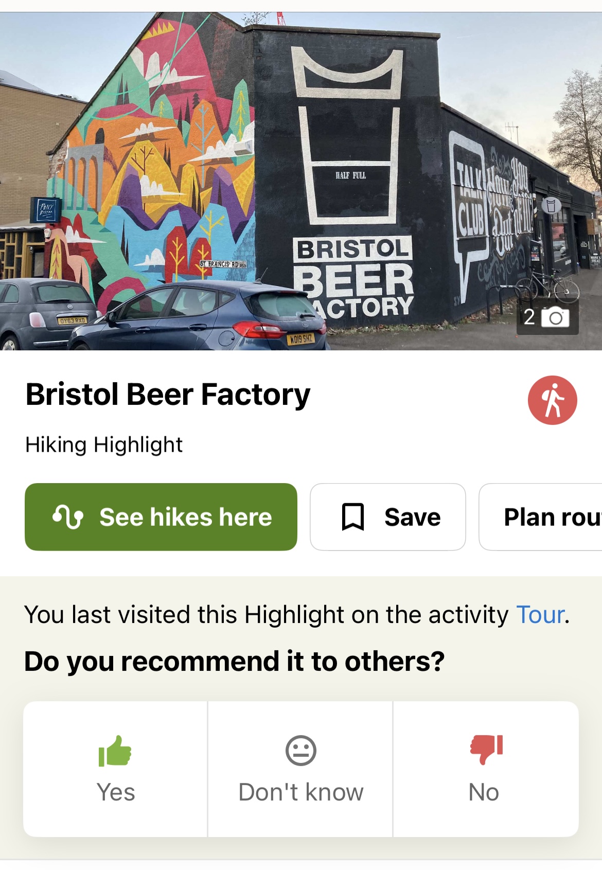 Strava's new 'points of interest' feature brings it closer to Komoot, which offers user-generated 'highlights' (pictured).