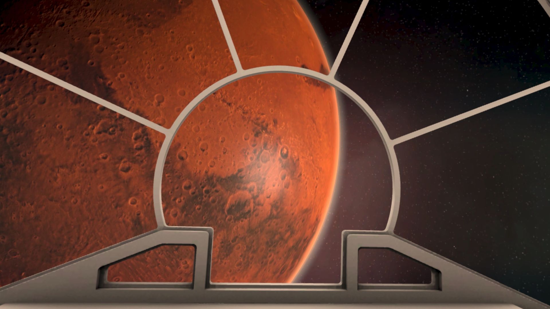 The approach to Mars as seen from a spacecraft.