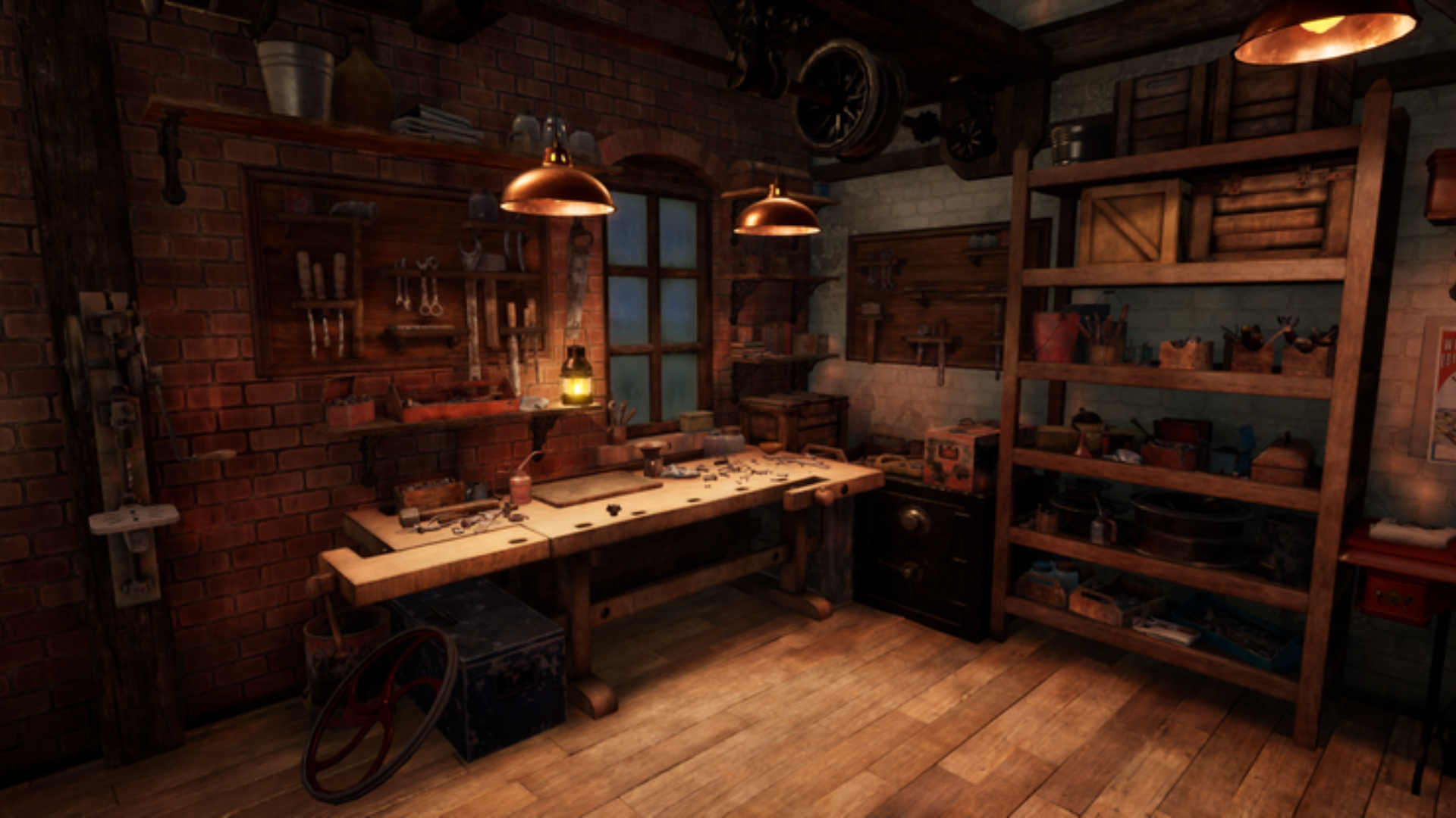 An old workshop from the VR experience "Trailblazer" for Meta Quest.