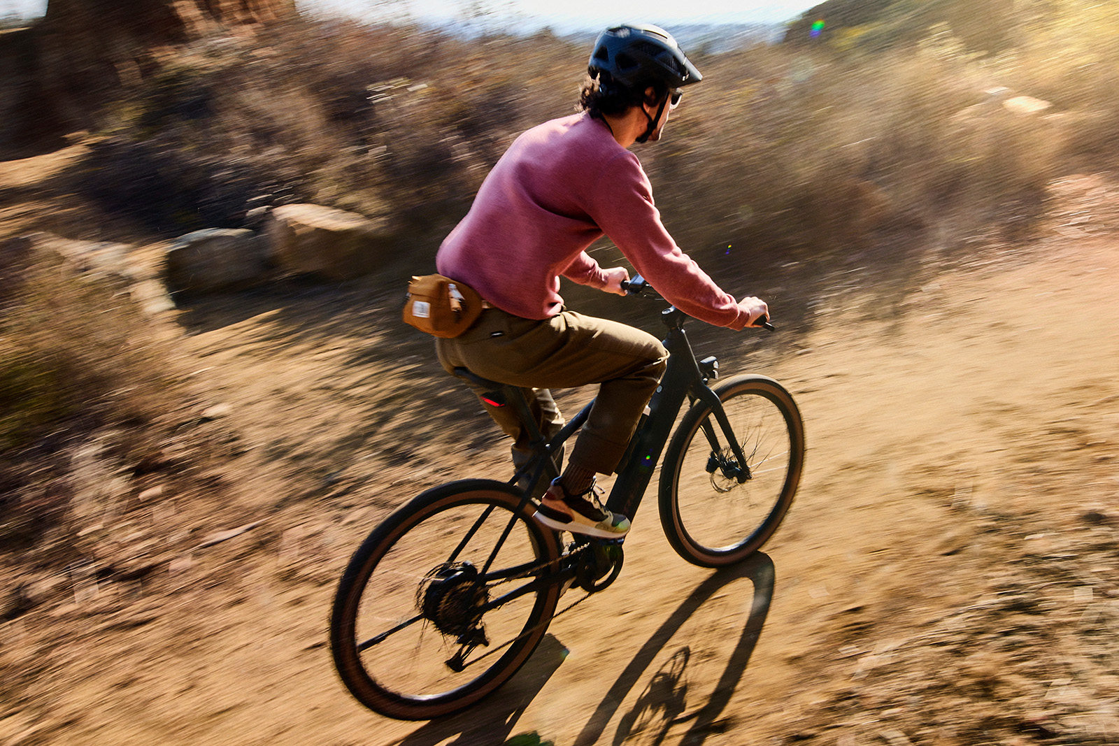 Man riding Trek FX 1.