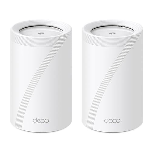 TP-Link Tri-Band WiFi 7 BE10000 Whole Home Mesh System (Deco BE63) | 6-Stream 10 Gbps | 4 × 2.5G Ports Wired Backhaul, 4× Smart Internal Antennas | VPN, AI-Roaming, MU-MIMO, HomeShield (2-Pack)