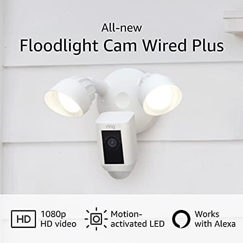 Ring Floodlight Cam Wired Plus 1080p Security Camera (White)