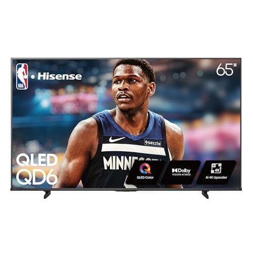 Hisense 65" Class QD6 Series (65QD6QF, 2025 Model) QLED 4K UHD Smart Fire TV, Voice Remote with Alexa, Dolby Vision, Dolby Atmos, Motion Rate 120, HDR 10+, Game Mode Plus, MEMC, VRR, ALLM
