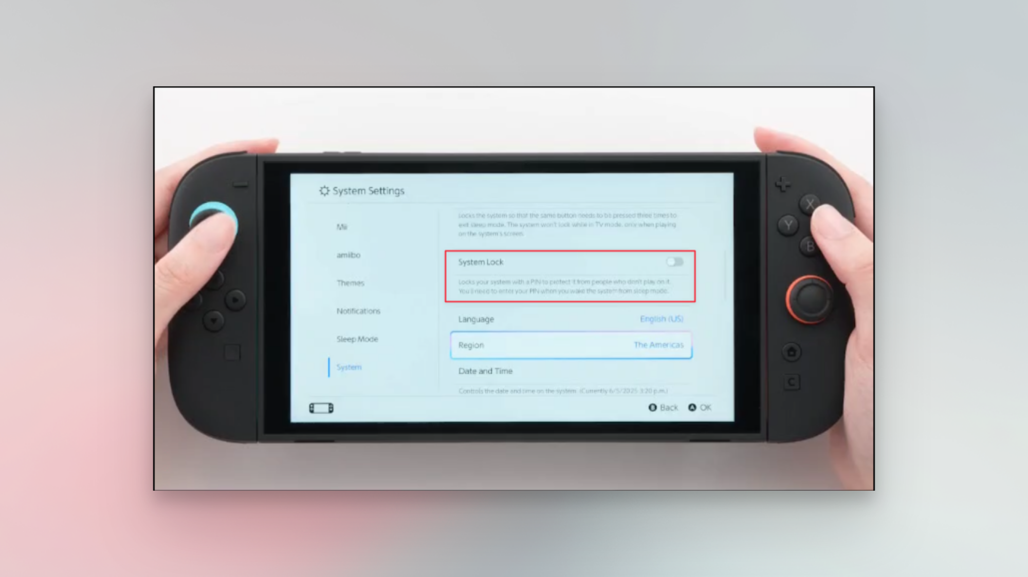 The System Lock setting in Nintendo Switch 2.