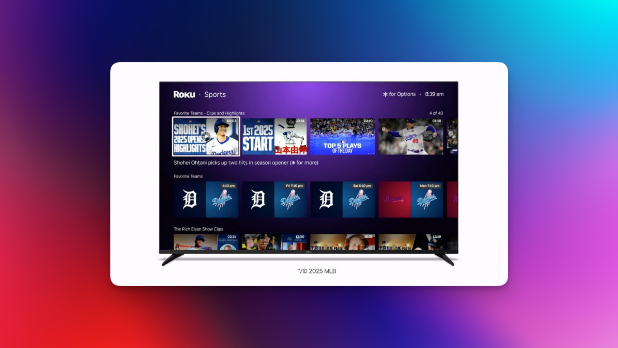 Roku's sports updates in a screenshot.