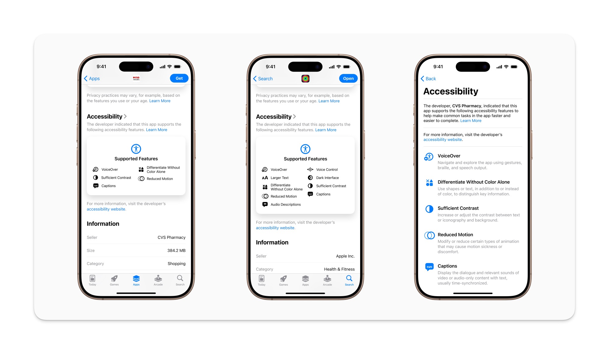 Accessibility nutrition labels on the App Store in iOS 19.