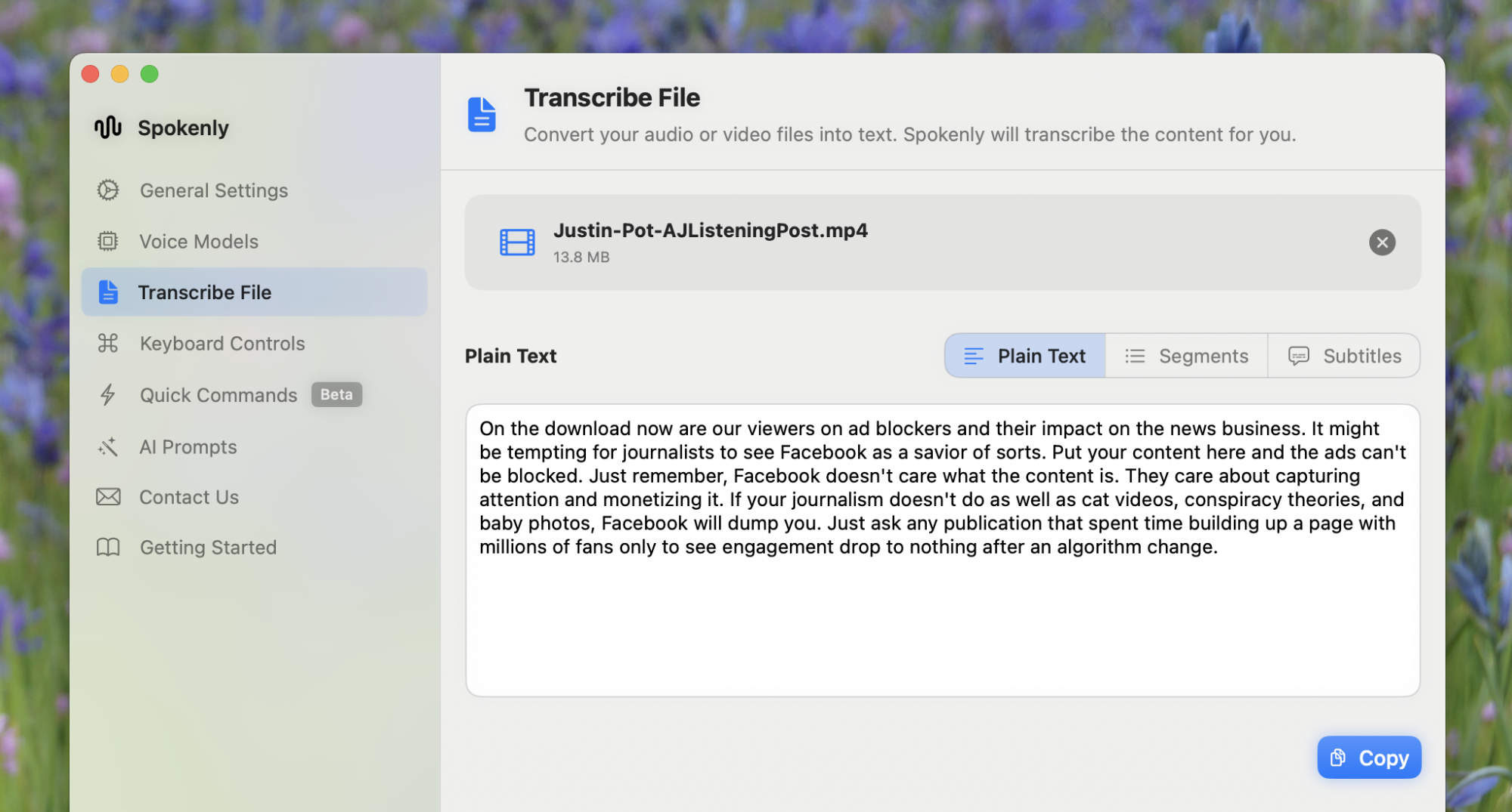 The transcription service generating text for an Al Jazeera interview I did years ago and forgot about
