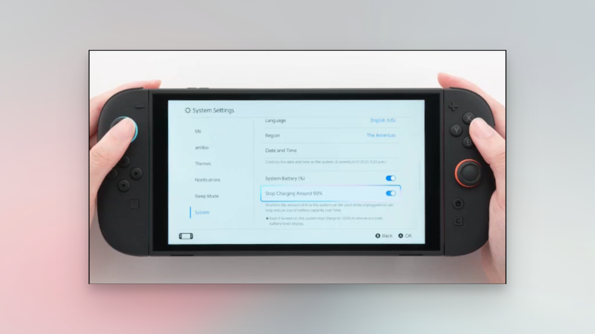 The Charging Limit setting in Nintendo Switch 2.