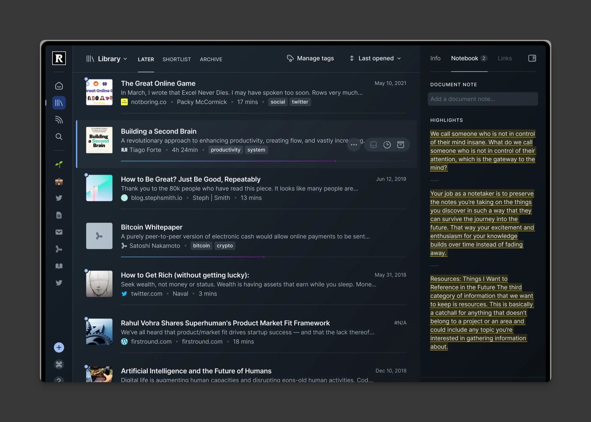 The Readwise desktop app.