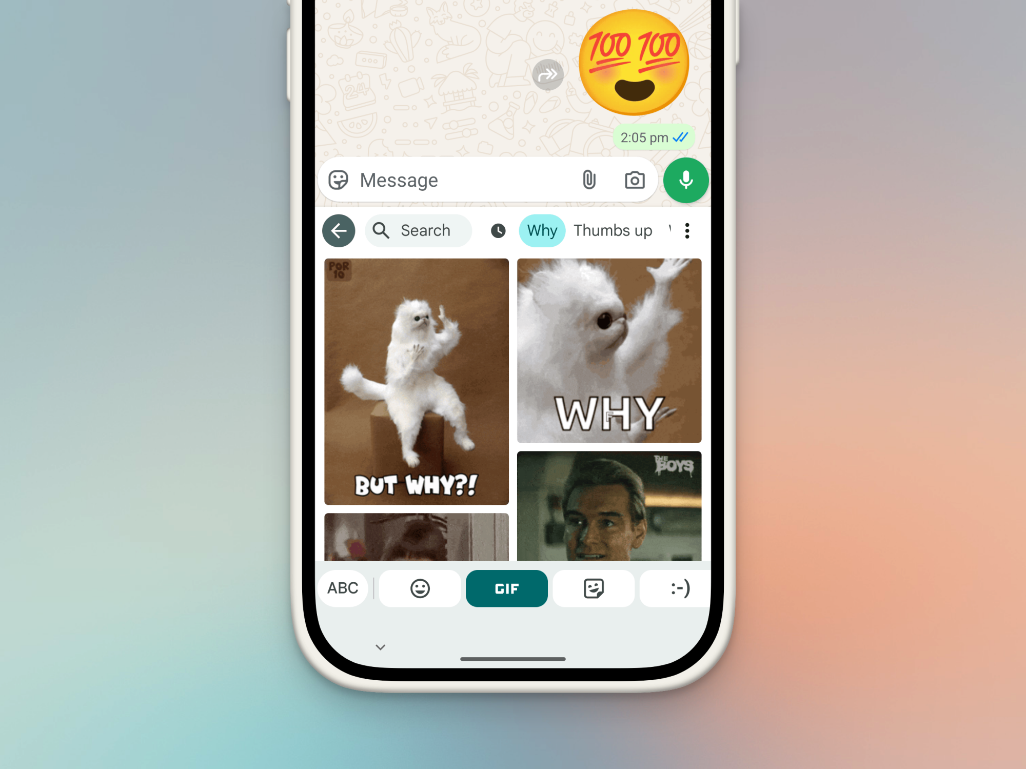 GIFs tab in Gboard.