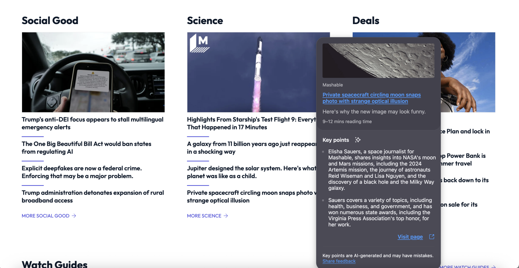 link preview on mashable site