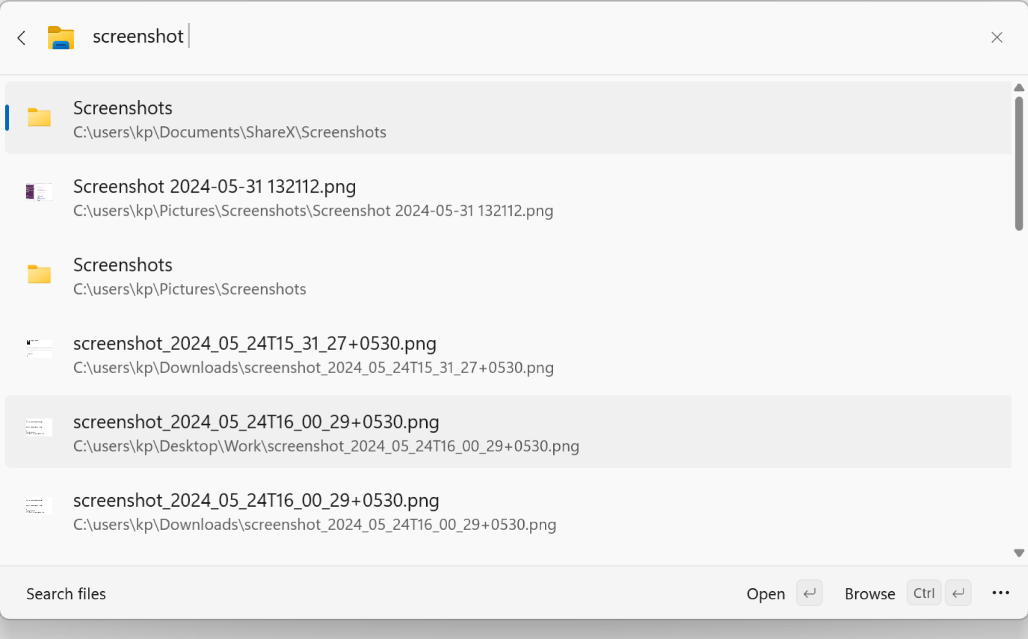 Search for files in Command Palette.