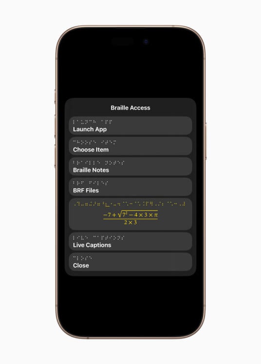 Braile access on iPhone