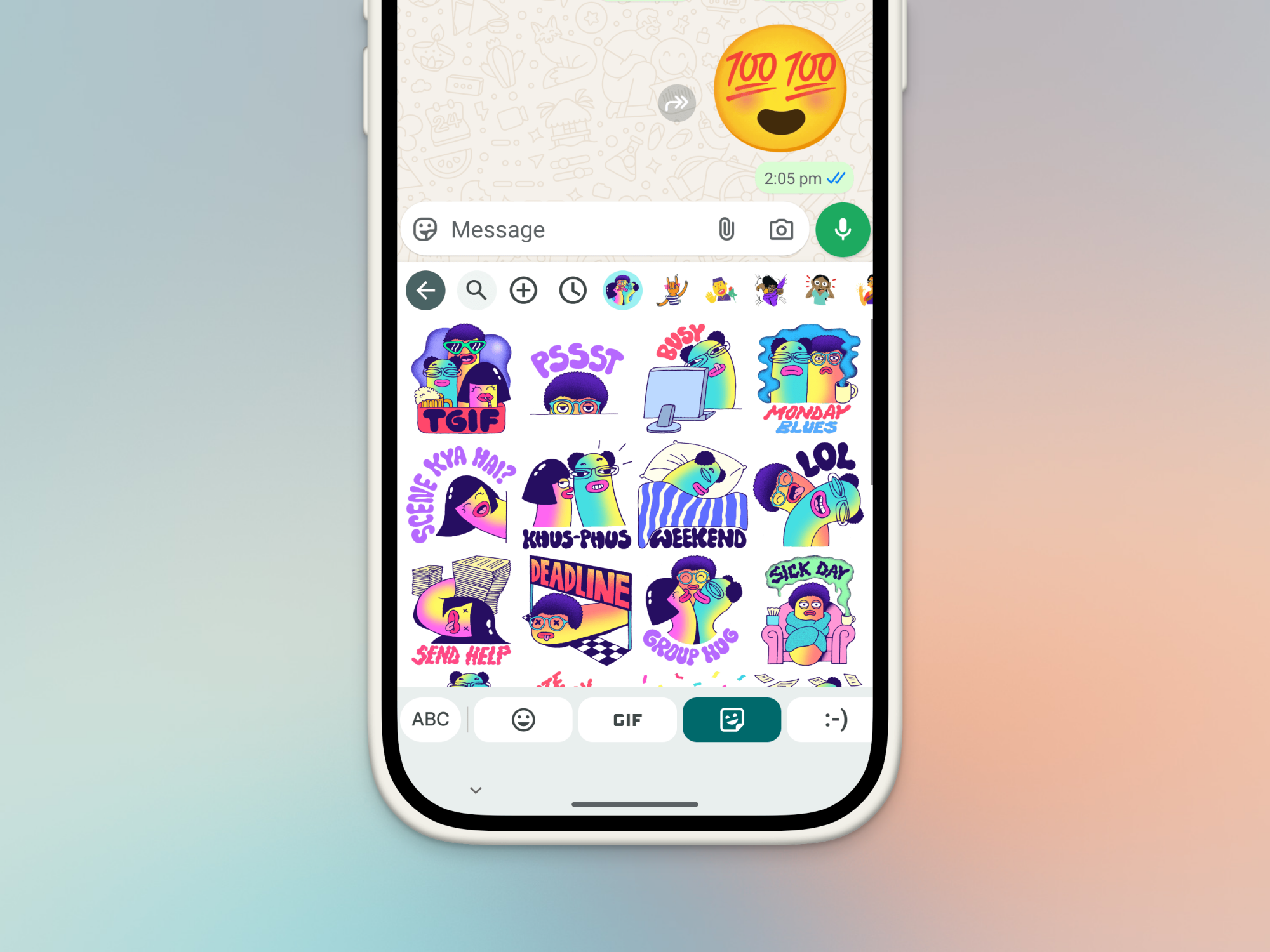 Stickers tab in Gboard.