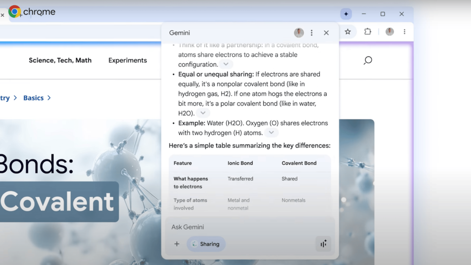 gemini in chrome