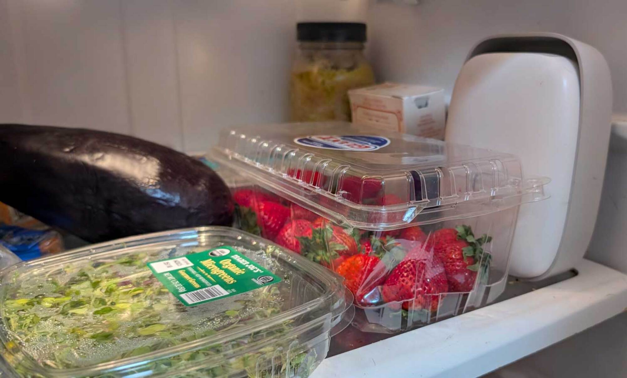 Shelfy with vegetables and fruit