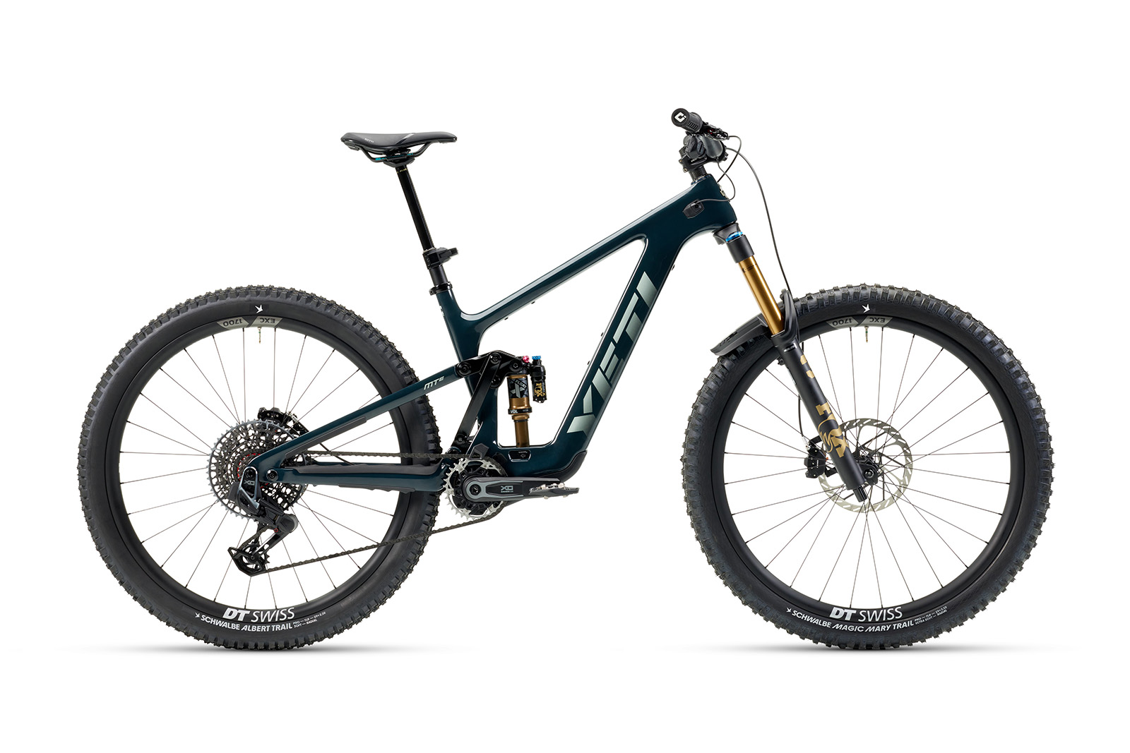 Pack shot of the Yeti MTe T3 X0 Transmission full suspension mountain eBike