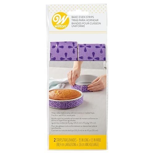 Wilton Bake Even Cake Strips, Prevents Domed Tops & Cracked Edges for Moist, Level Cakes, Fits 8-Inch & 10-Inch Round Cake Pans, 2-Piece Set