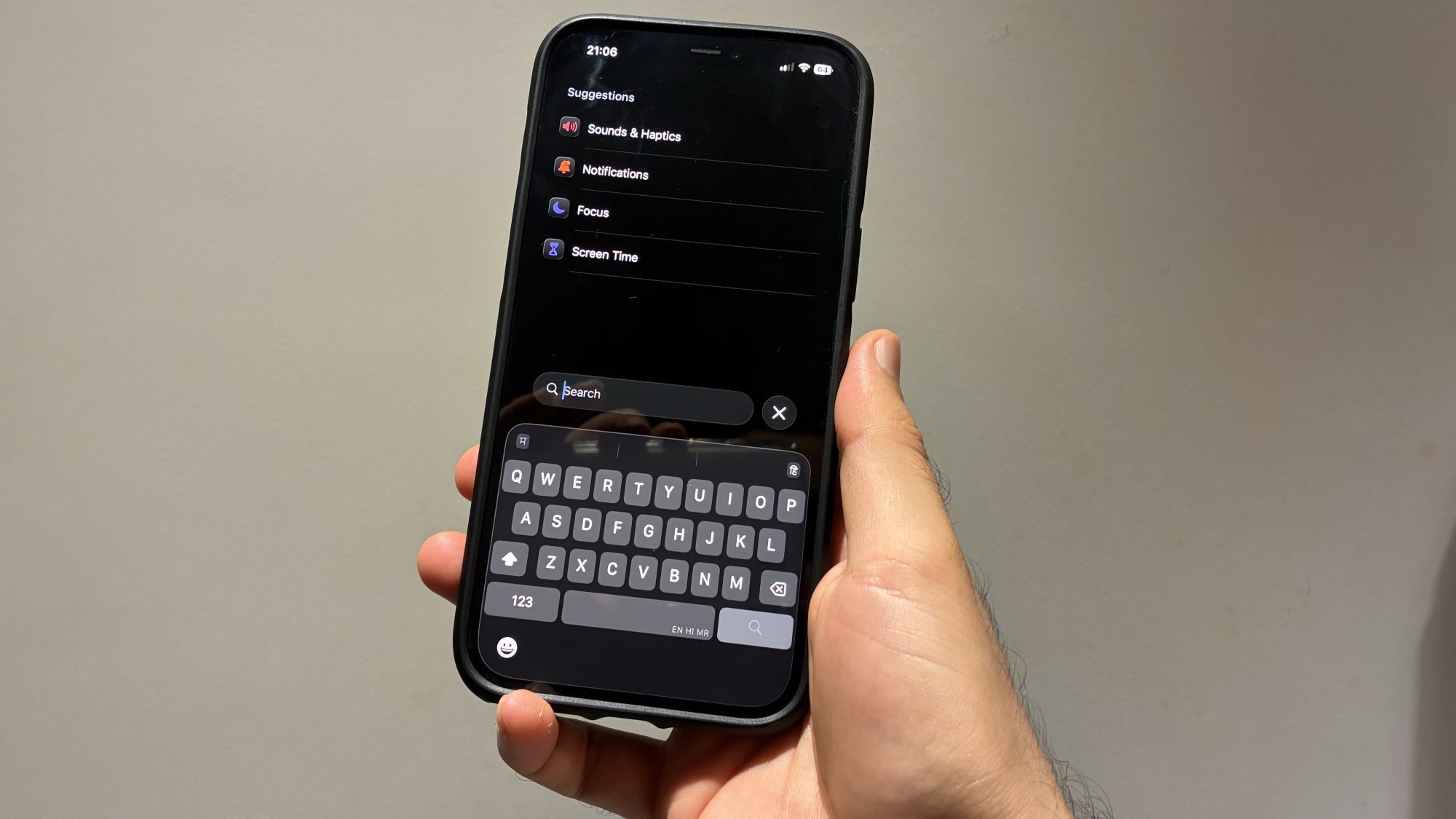 Search in Settings in iOS 26.