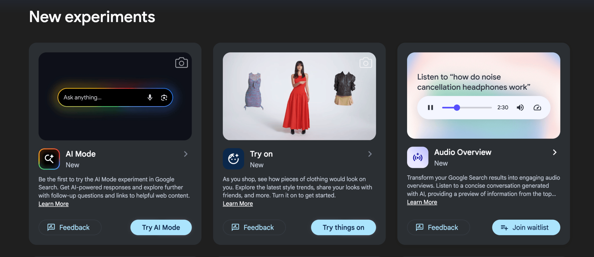 Google Labs new features