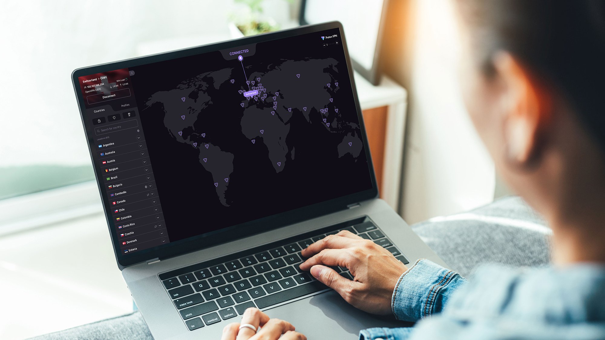 Proton VPN on a laptop