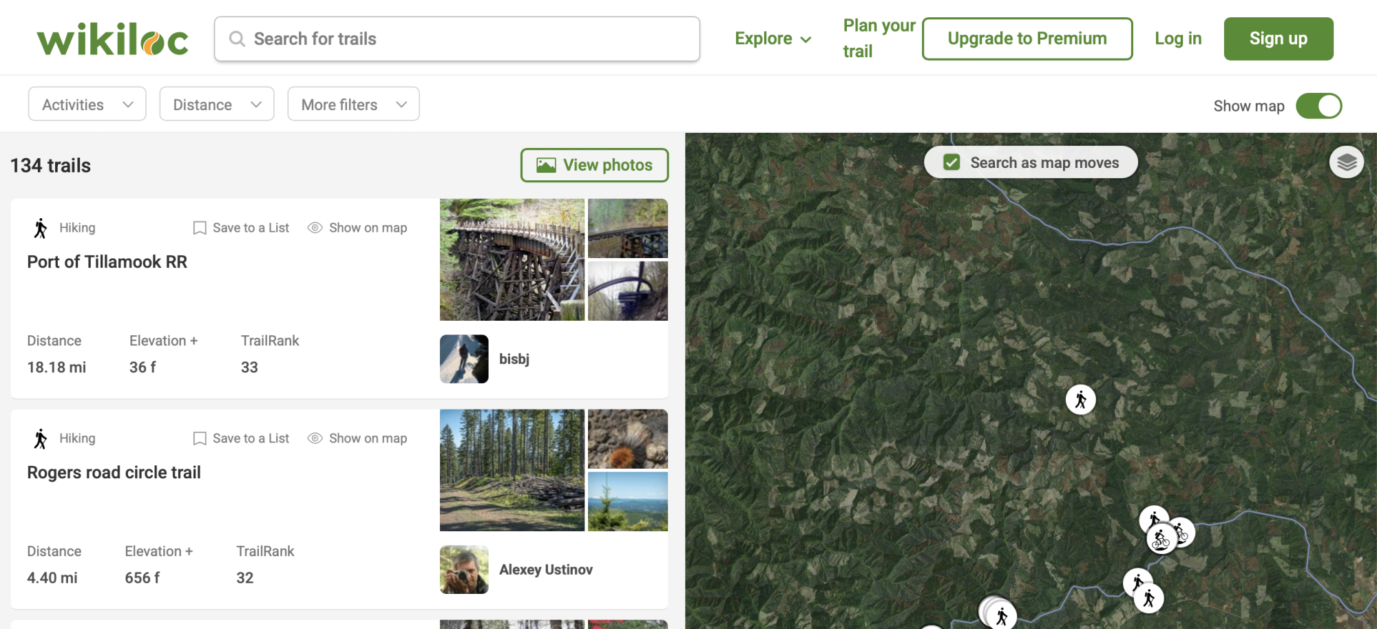 A screenshot of Wikiloc