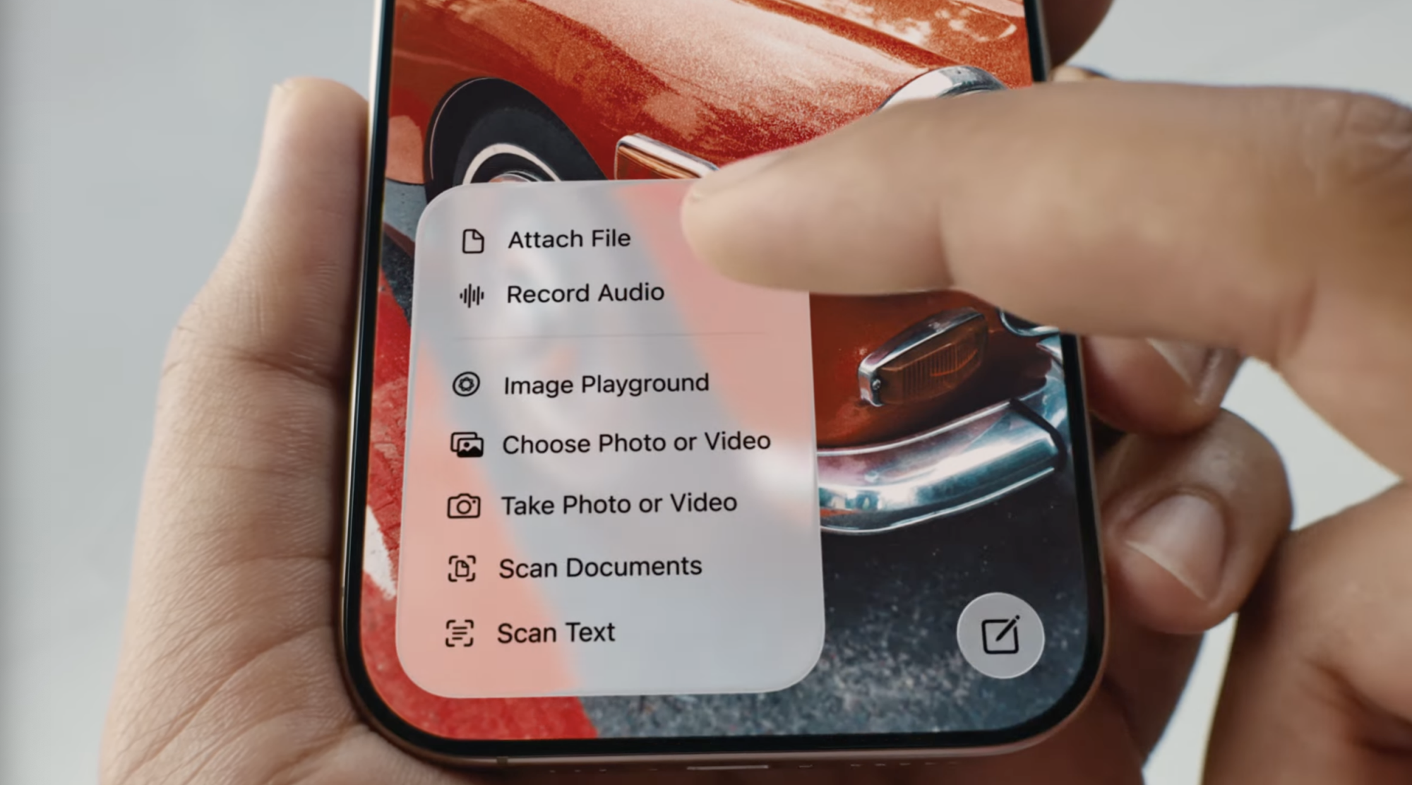 A screenshot of a transparent menuon an iPhone