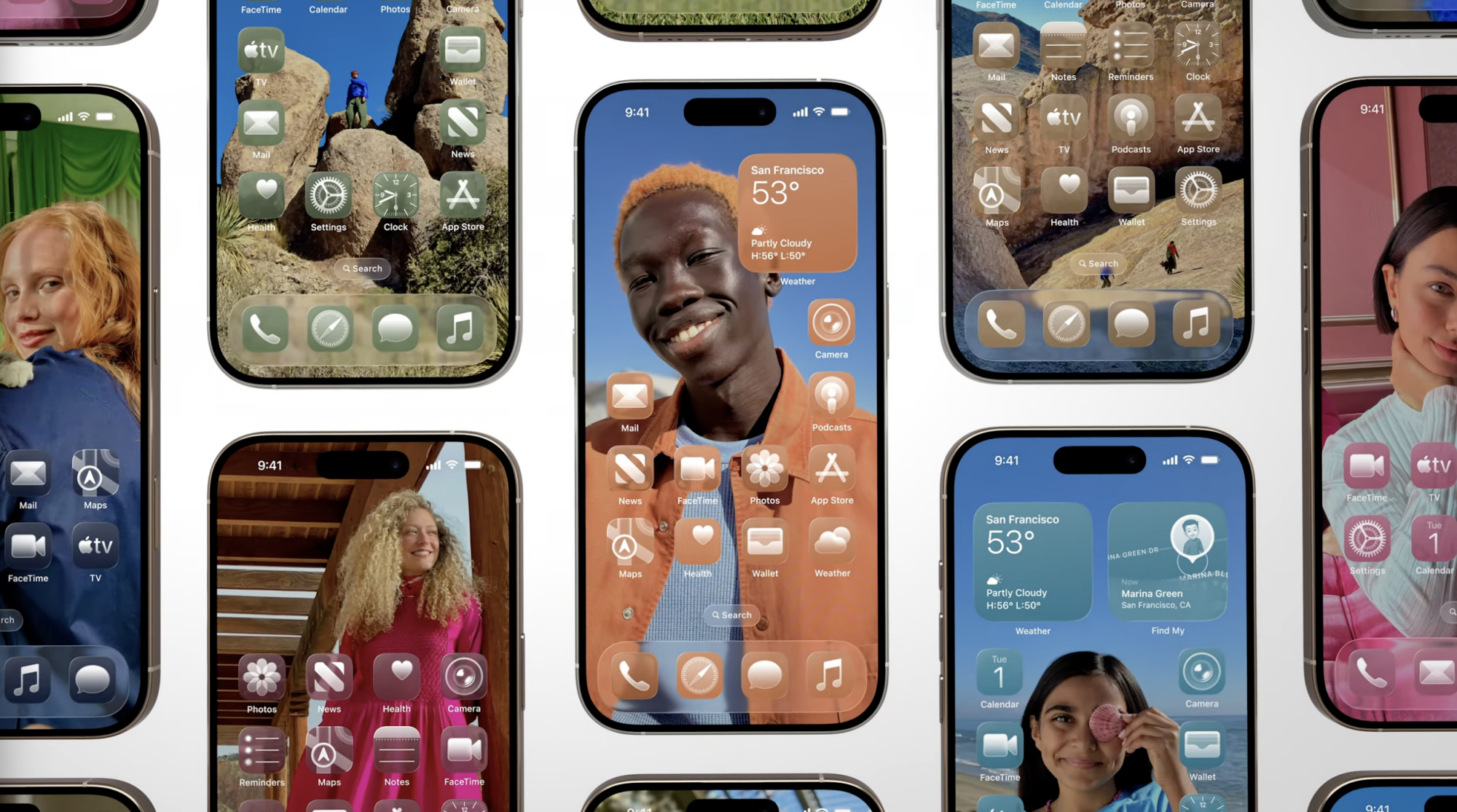 Various customized iPhone home screens