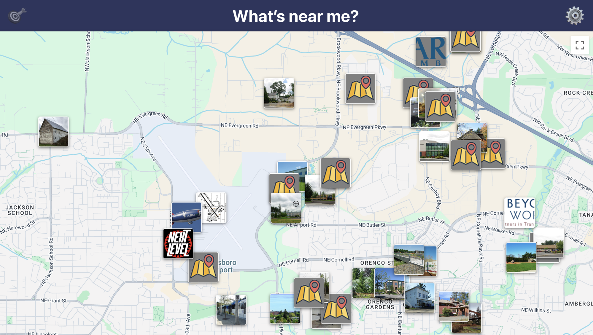 A screenshot of What's Near Me?