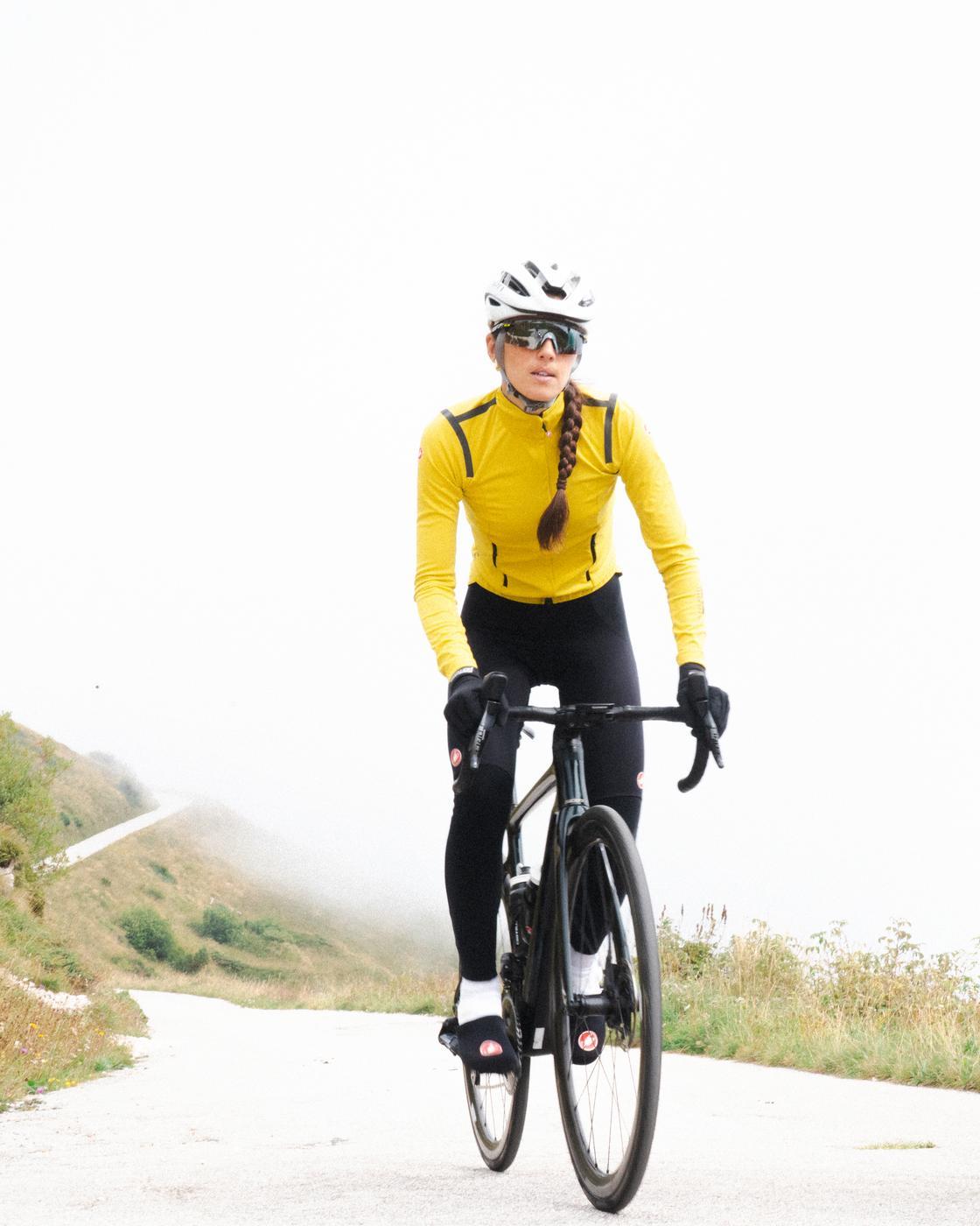 Cyclist wearing new Castelli Perfetto 3 RoS jacket.