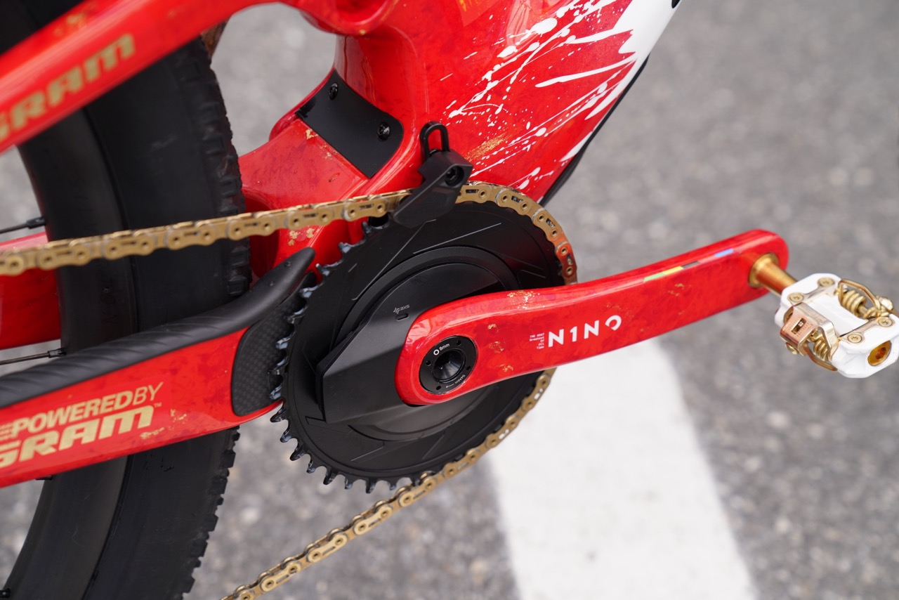 Nino Schurter's Scott Spark at Lenzerheide 2025 with custom crank arms