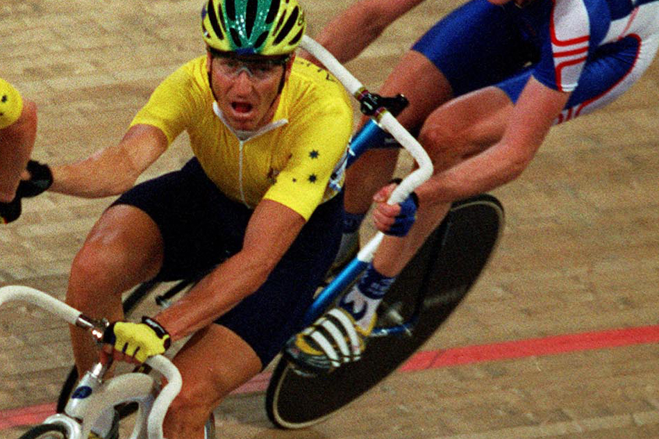 21 Sep 2000: Aitken and McGrory of Australia win Gold in the Mens Madison Final at the Cycling Velodrome during the Sydney 2000 Olympic Games in Sydney, Australia. Mandatory Credit: Shaun Botterill/ALLSPORT